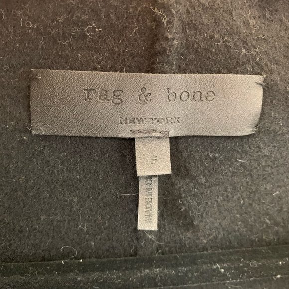 Rag & Bone Black Wool Pea Coat, Size 6 - Picture 8 of 10